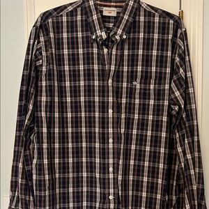 Dockers Men's Navy and White Plaid Shirt